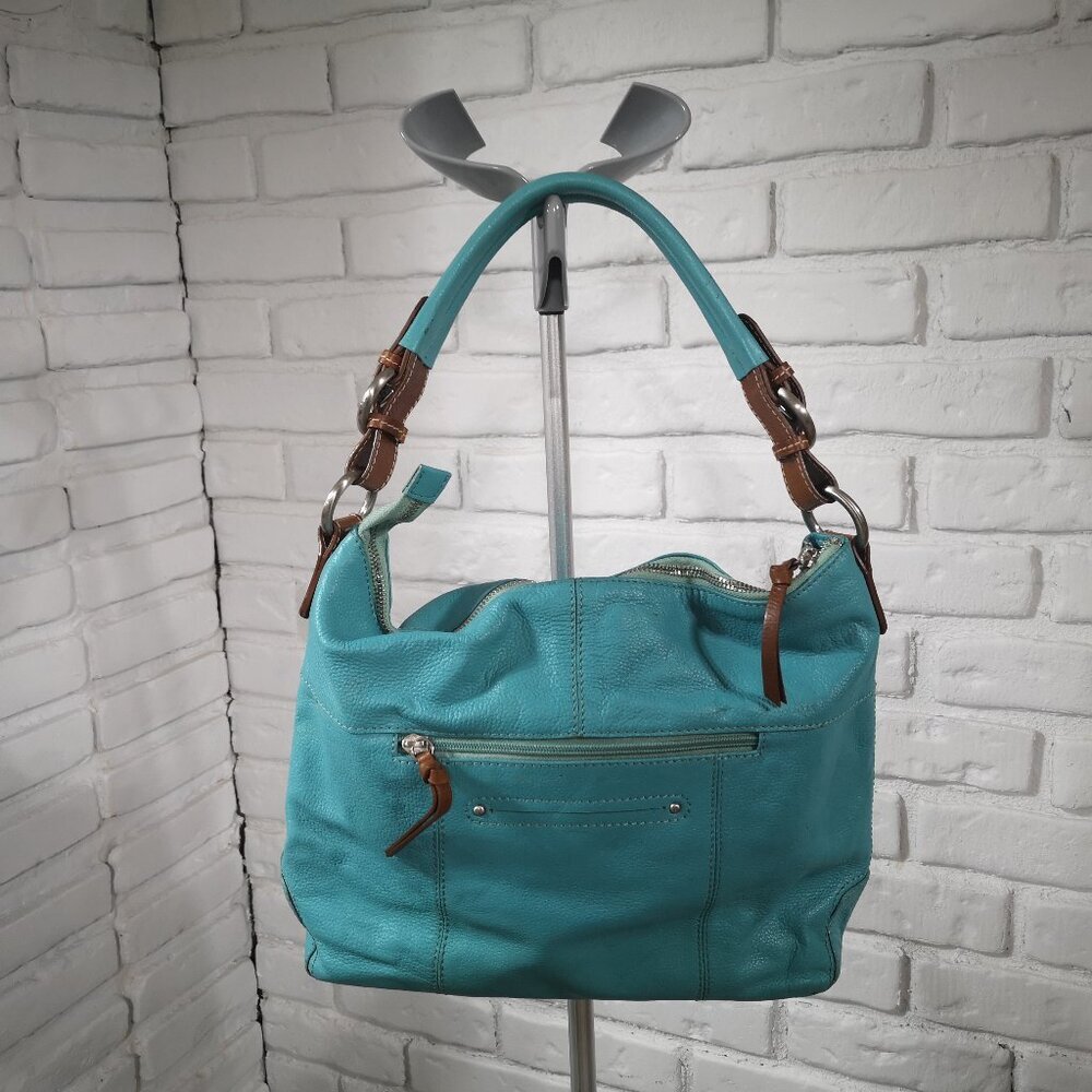 Nino BOSSI Turquoise and Brown Satchel